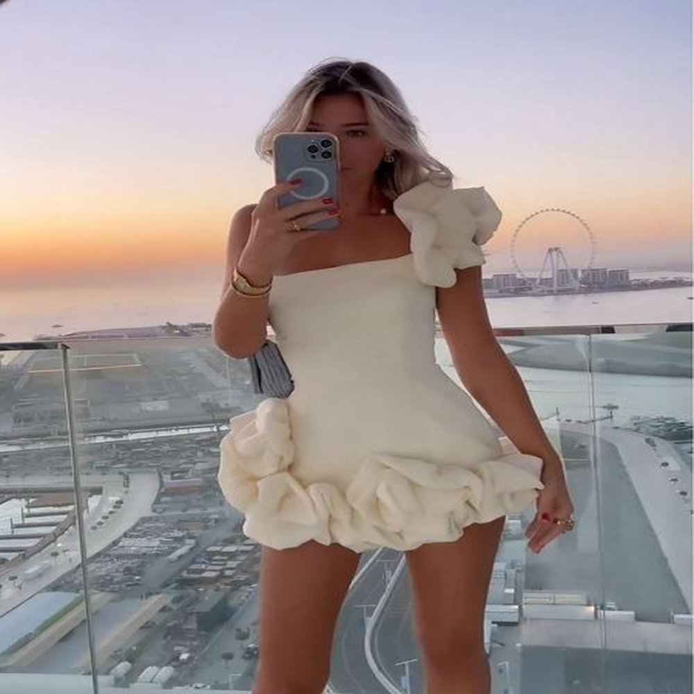 summer new design fashion european and american womens dress ruffle