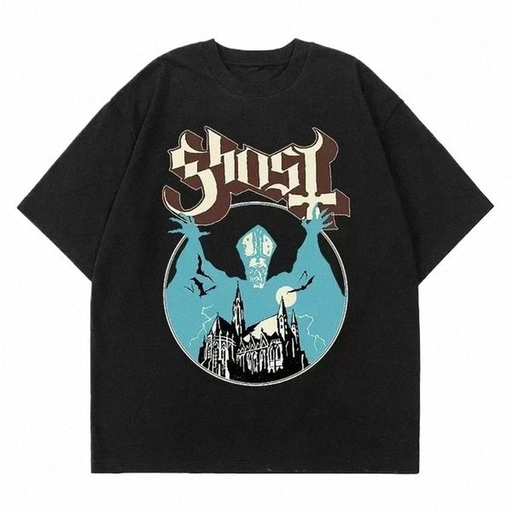 summer New Ghost Band T-shirt for Men's Fi Cool Ld Singer Fans Essential Short Sleeve Printed Rock Plain T-shirt Top T8eT#