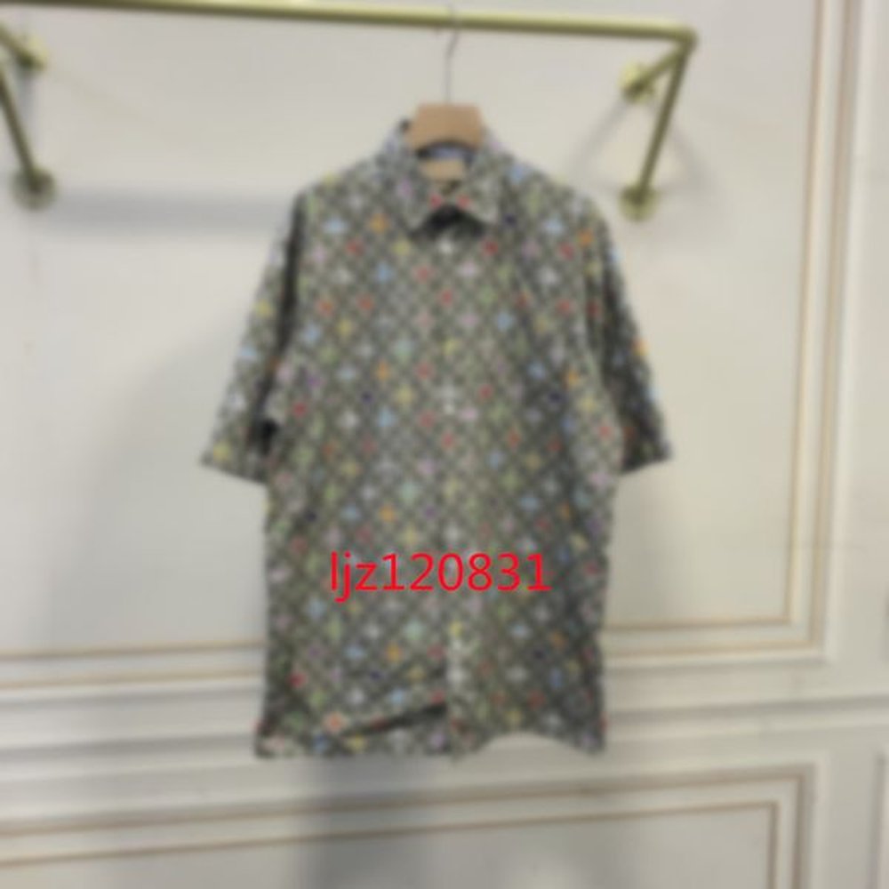 Summer New Men's Casual Fashion Printed Short sleeved Shirt Letter Printed Cardigan Set Women's Short sleeved Beach Casual Sports
