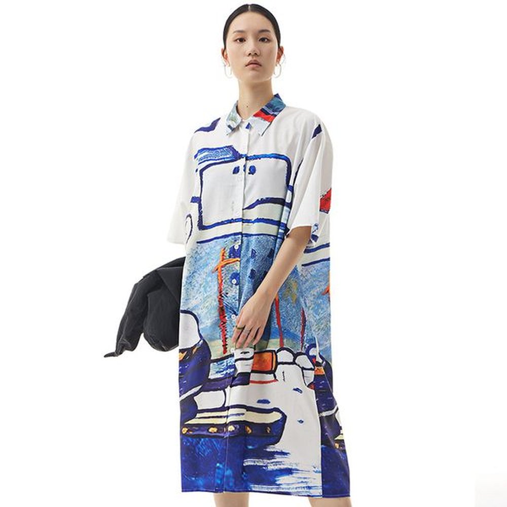 summer new plus size womens skirt graffiti abstract print