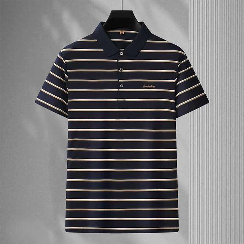 2024 Summer New Short-Sleeved T-shirt Mens Polo Collar Stripes Design Classic Fashion Casual Business Polo ShirtXJ241028