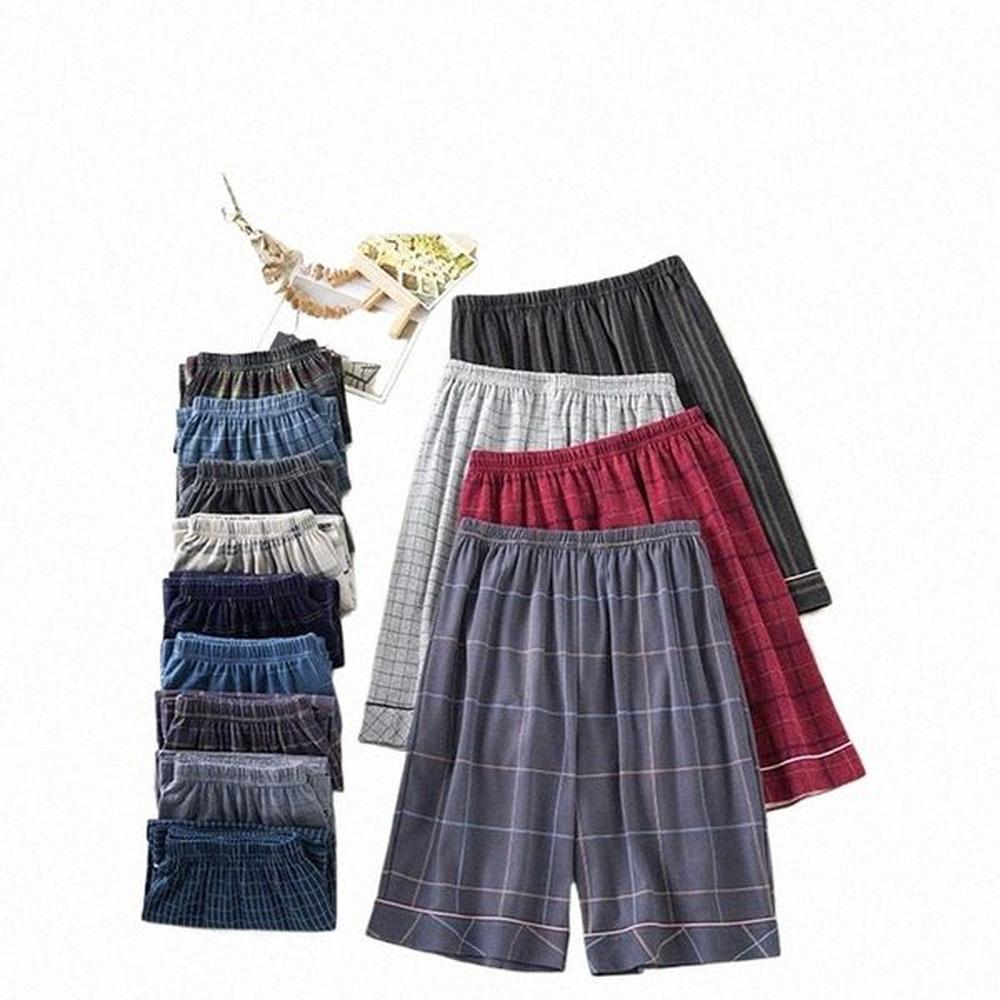 summer New Style Cott Plaid Pajama Pants For Adluts Home Furnishing Cott Shorts Cott Pajama Men Sleep Bottom Home Wear G9qm#