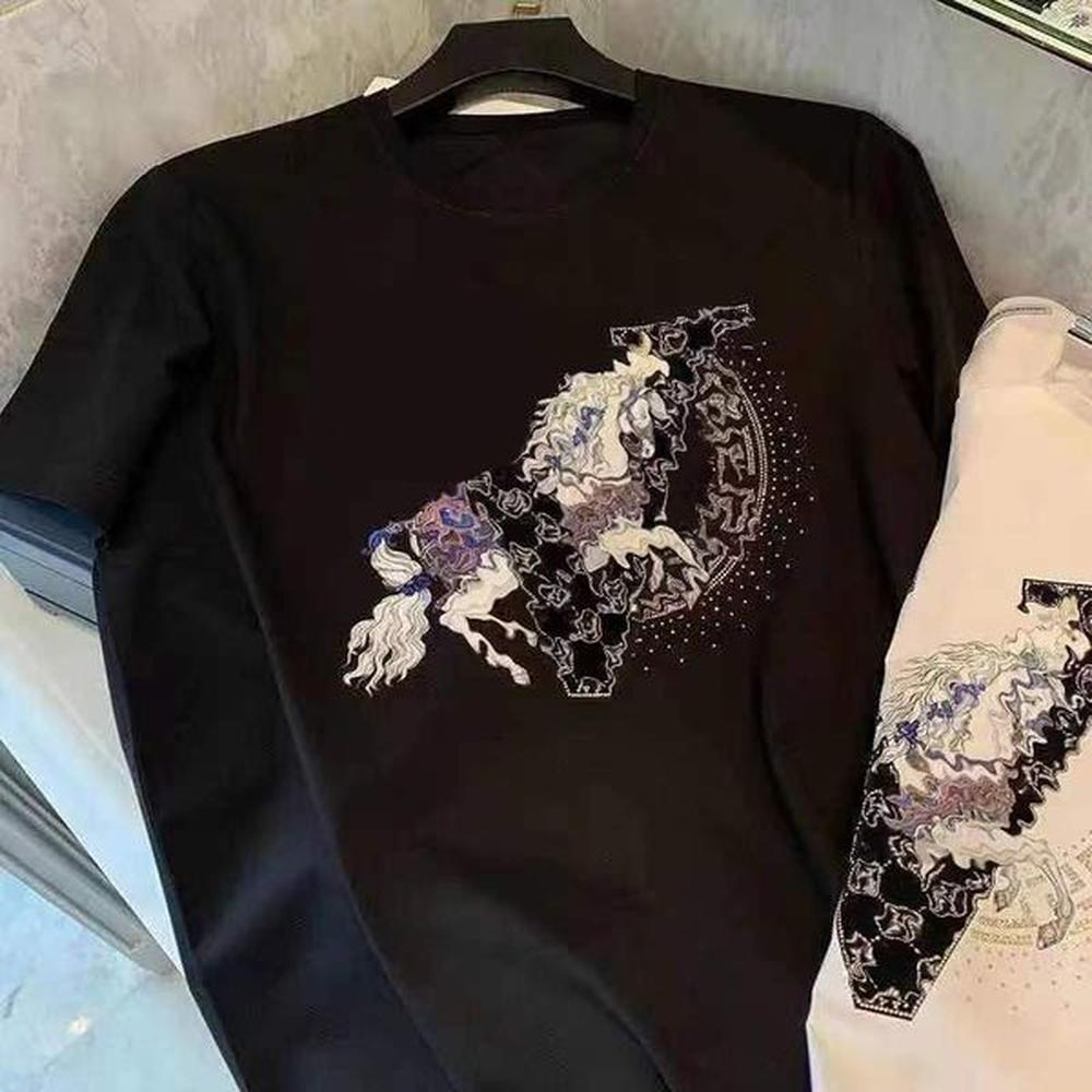 summer new tshirt fashion simple men women round neck casual
