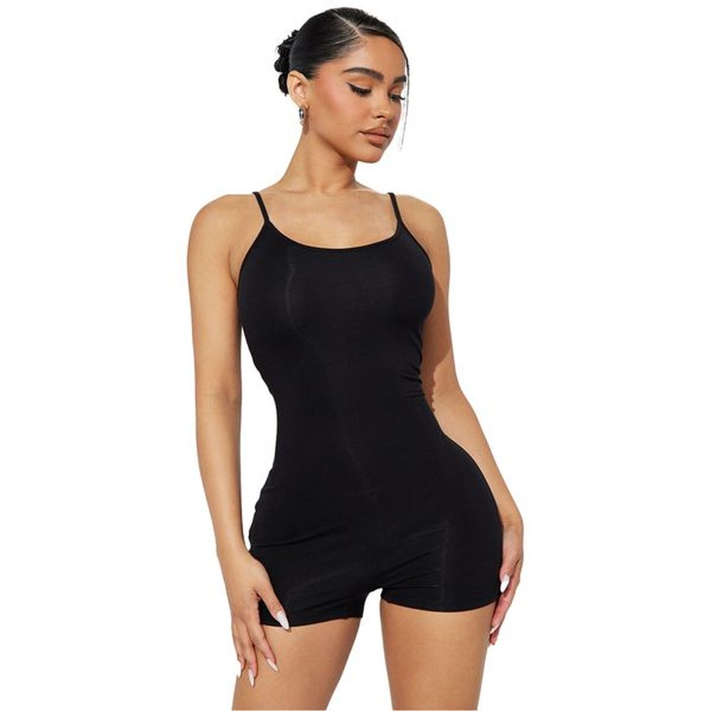 summer new womens jumpsuit backless sleeveless short jumpsuit solid color