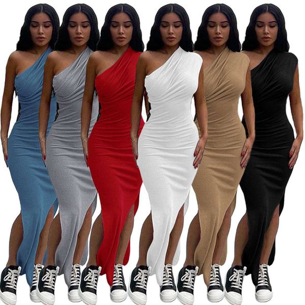 summer ribbed dress women spring bodycon dresses sexy diagonal collar