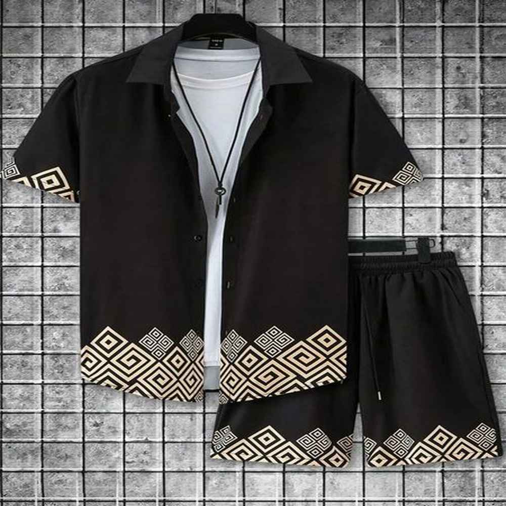 Summer Short Sleeve Shirt And Beach Shorts Mens Suit Stylish Hawaiian Mens Short Sleeve Shirt Everyday Casual Mens Shorts 240816