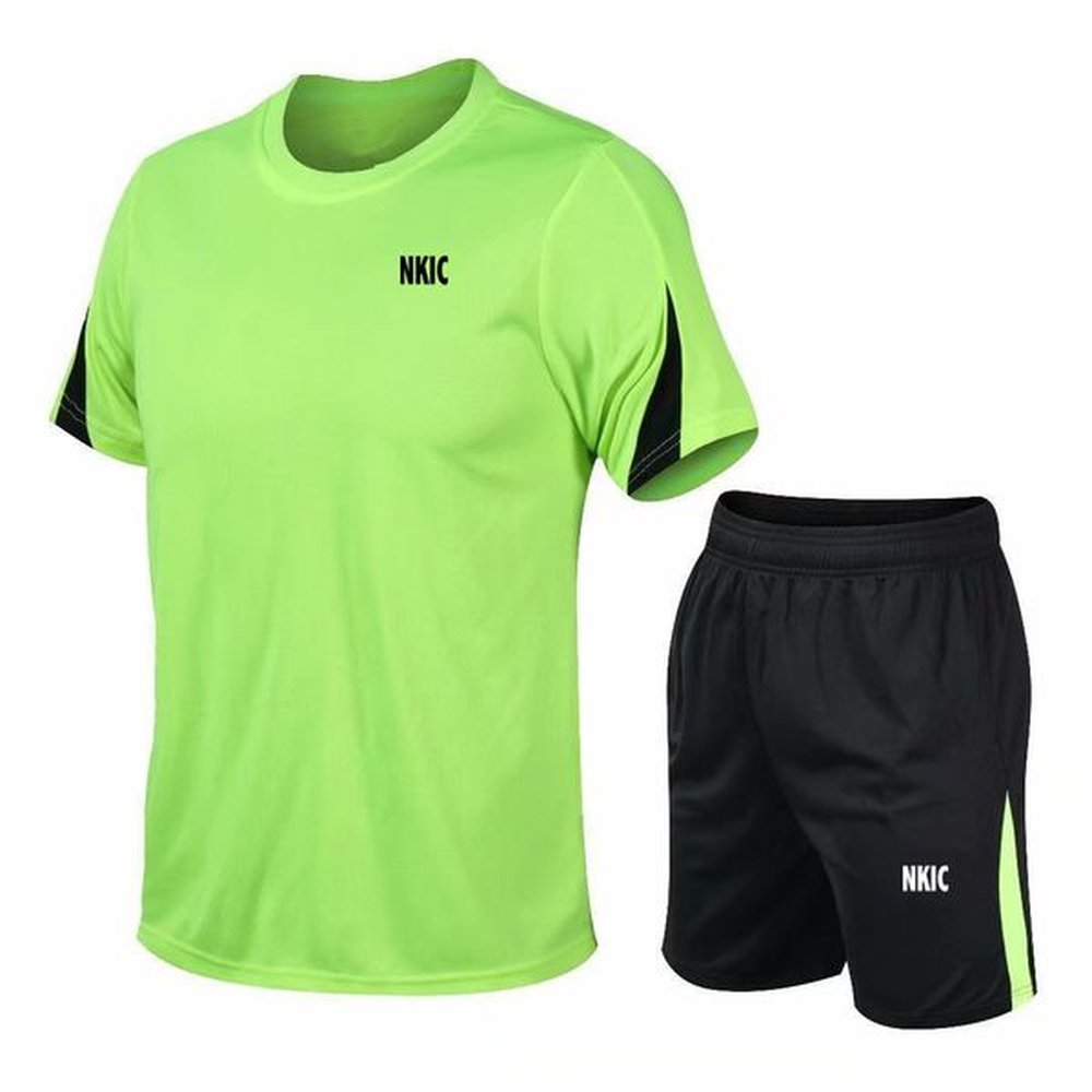 Summer Short Sleeve T-Shirt Set Men Quick Dry T-shirt Shorts Male Fitness Competition Training T-shirt Brand Tracksuit Male Plus Size M-5XL