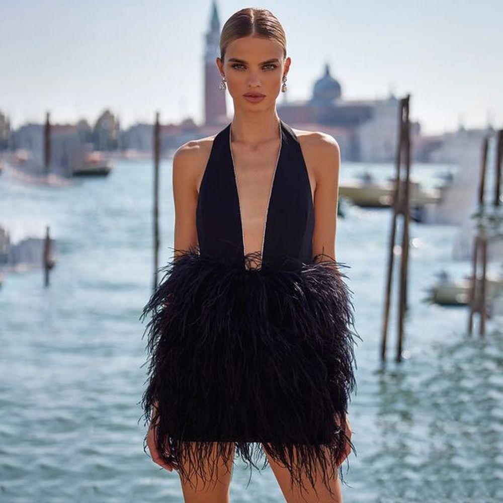 summer super star influencer fashion style sexy real ostrich hair