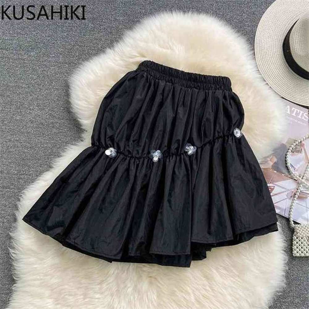 summer sweet diamonds flowers skirt high waist aline irregular mini
