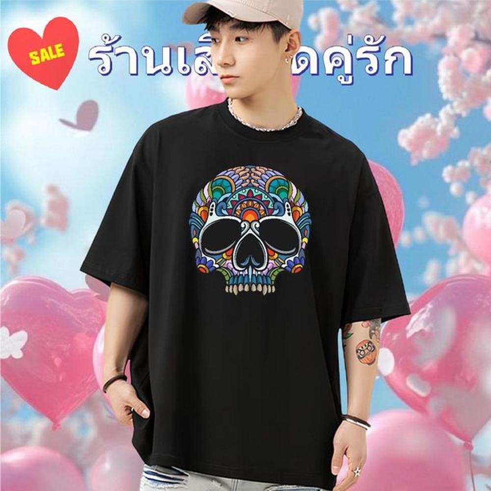 2024 Summer T shirt skull Tops Tees 230g Pure Cotton Outdoor Free Shipping Customized Print Breathable Soft Tshirts