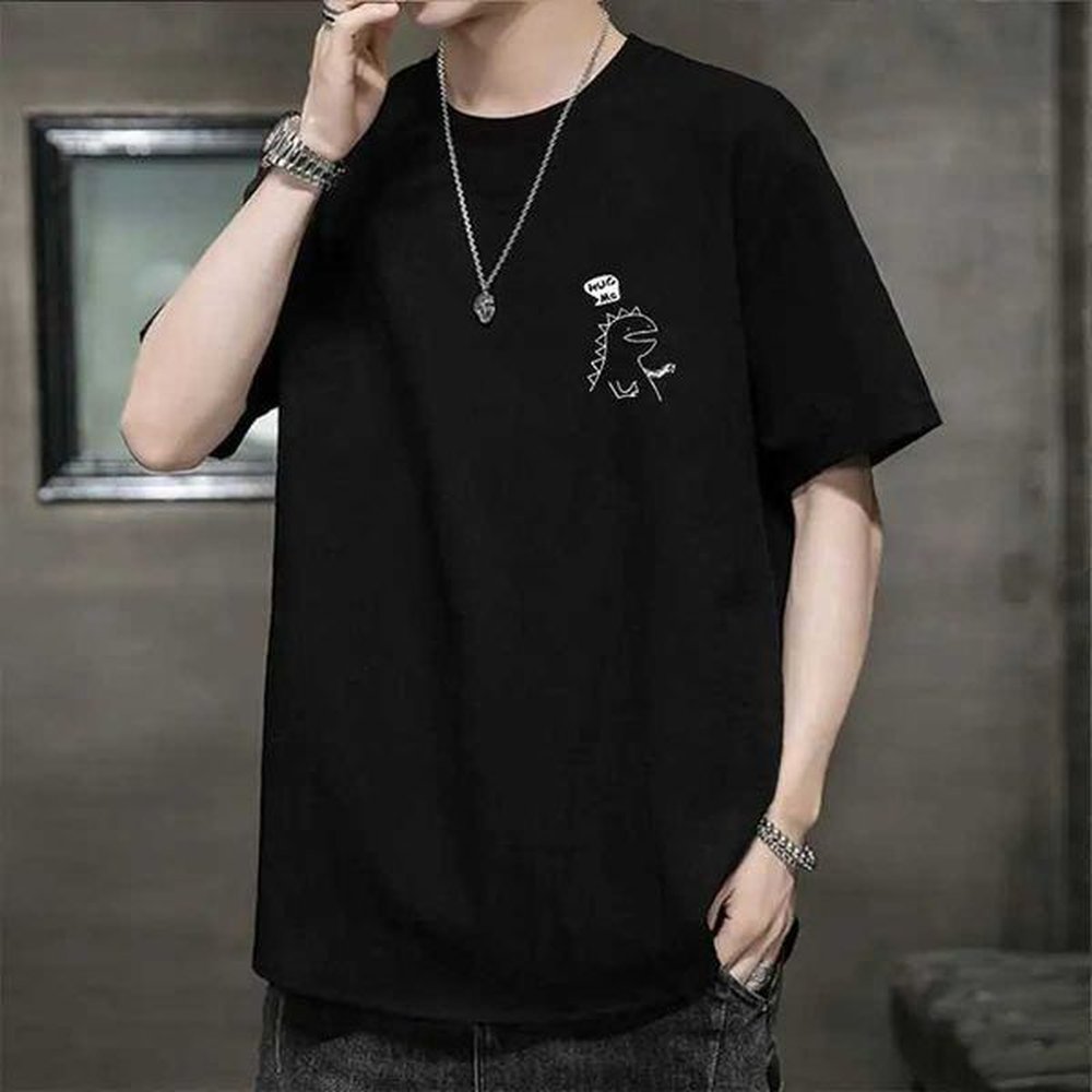 Summer Thin Ice Silk Loose Casual Short Sleeved T-shirt Men Round Neck Solid Printed Breathable Korean Quick Drying Trend TopsM240731
