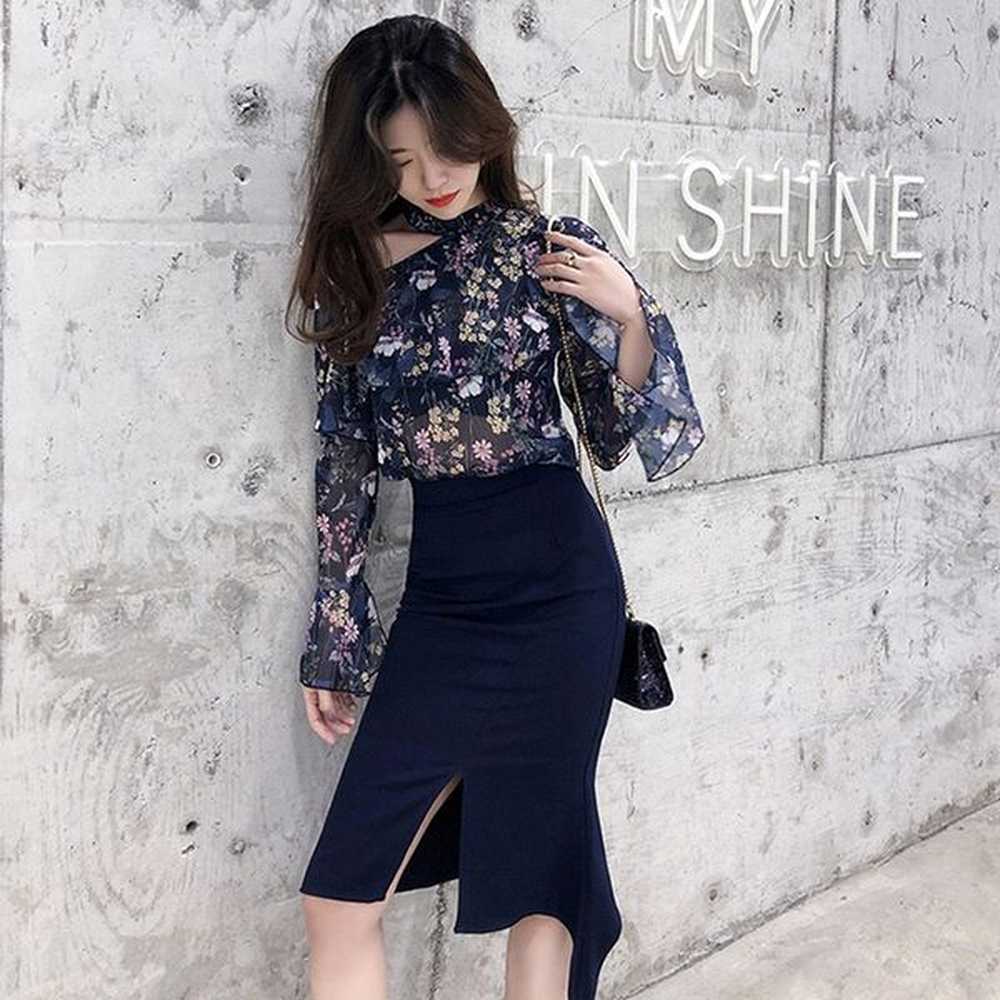 summer women piece set outfit off shoulder flare sleeve
