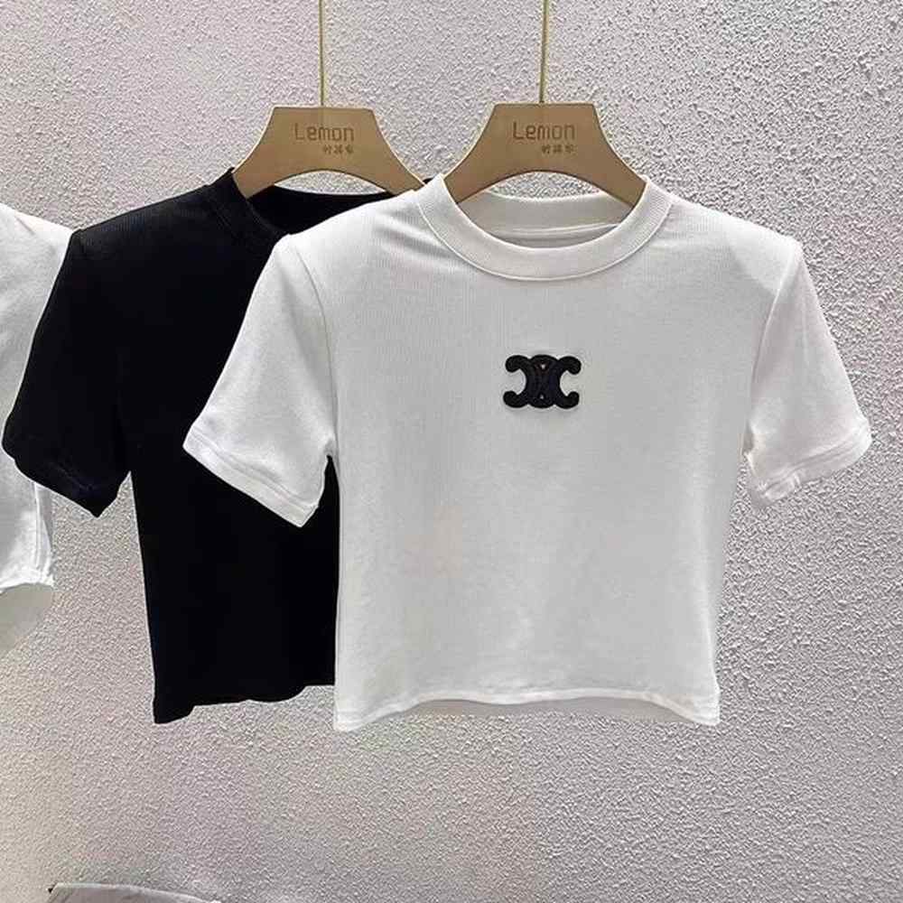summer womens knitwear shortsleeved tshirts cottonjersey vests embroidered cottonblend lettering