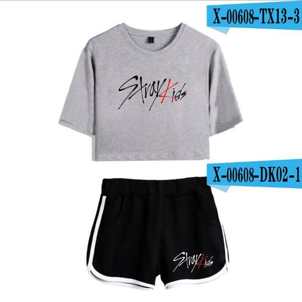 summer womens sets korean style kpop stray kids short sleeve