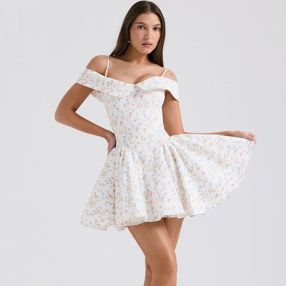 suninheart fashion summer dresses floral print short party off