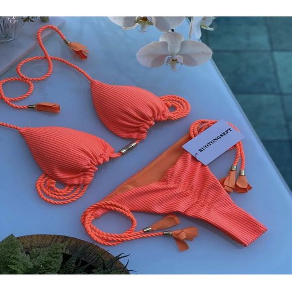 sunny beach special fabric solid color sexy women bikini brazilian