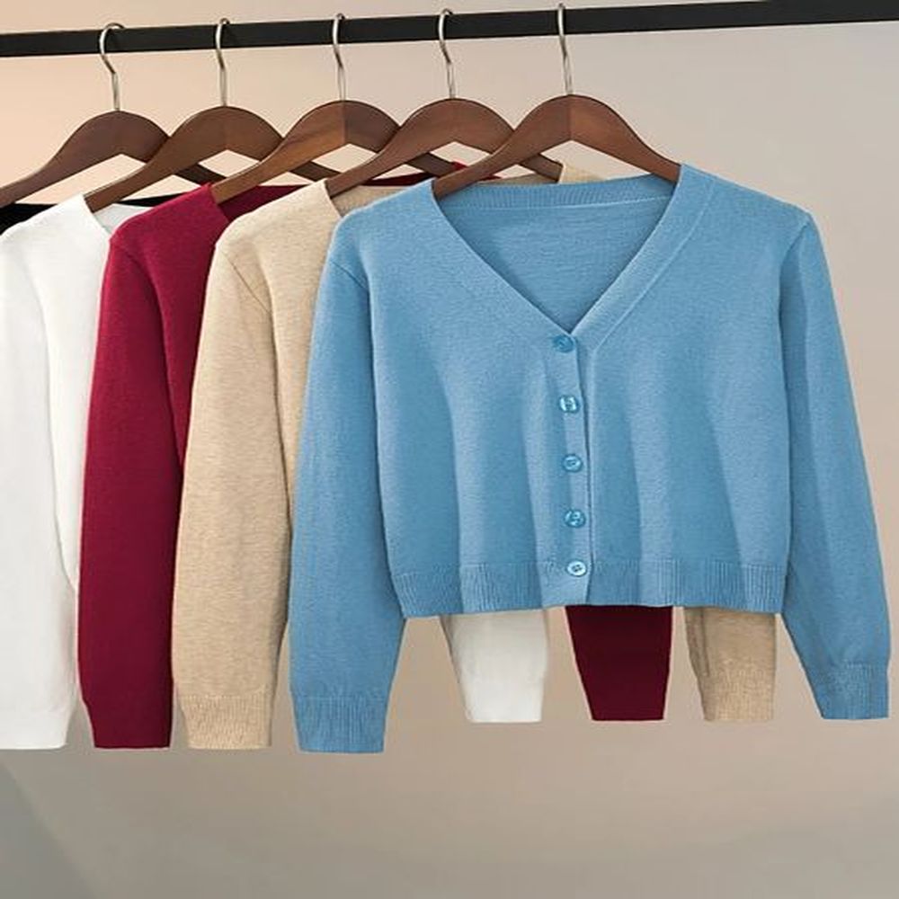 sweater knitted cardigan button jacket autumn winter vneck long