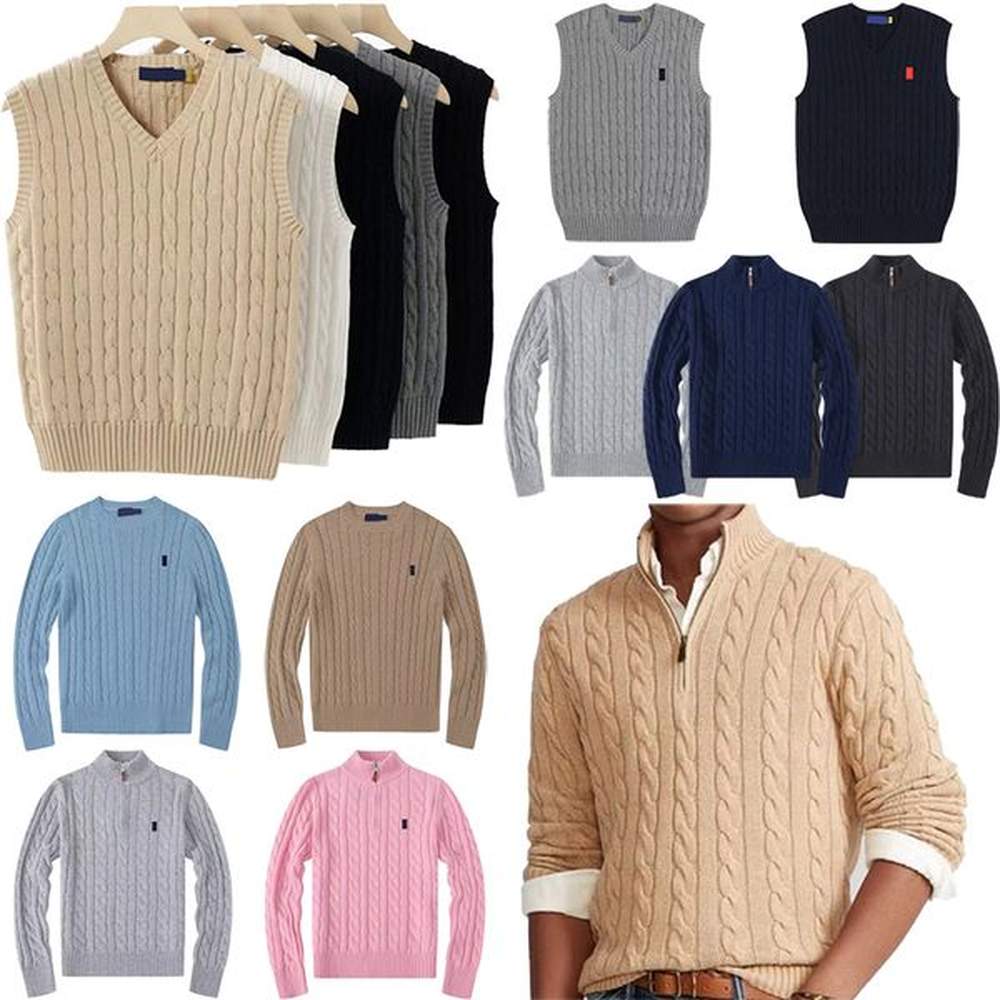 sweater men designer semi-zipper casual polo sweater coat Pullover Fall/Winter womens long-sleeved twist knitwear