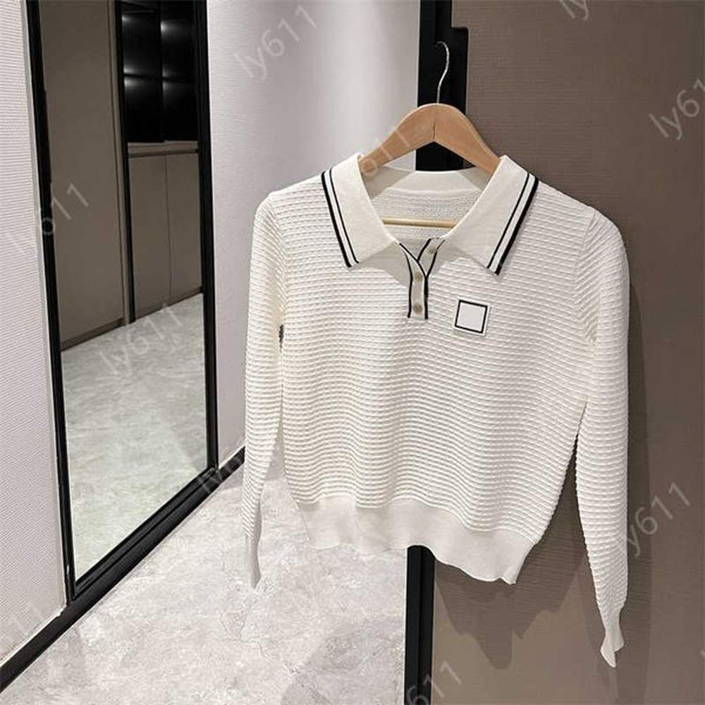 sweater women designer pullover polo sweaters solid letter logo lapel
