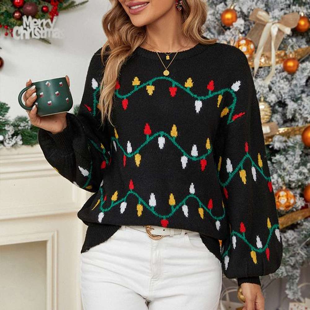 sweater women s clothing colorful lights sweet pullover loose fitting