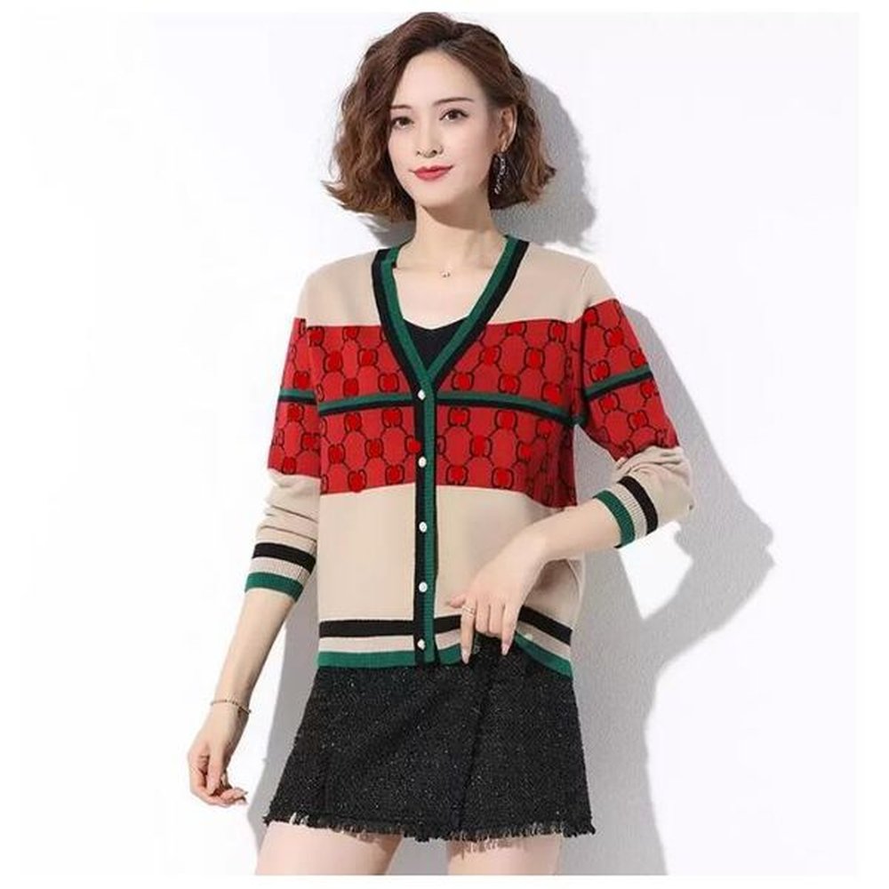 sweater womens round neck striped fashion long sleeve women high