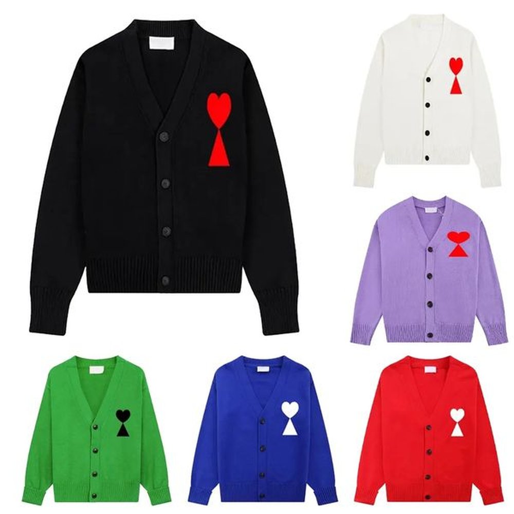 Sweaters Womens Cardigan Amis Sweaters Mens Neck Striped Fashion Long Sleeve Women Letter Embroidery High End Jacquard Cardigan knitting Swe