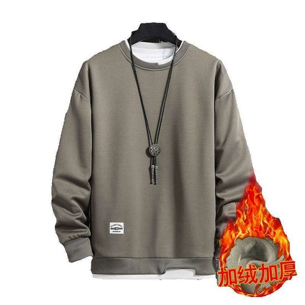 Sweatshirt 2024 Autumn Winter Plus Velvet Long Sleeved T-shirt and Teenagers Fake Two-piece Round Neck Casual Sweatshirt Top Men Hoody Desig