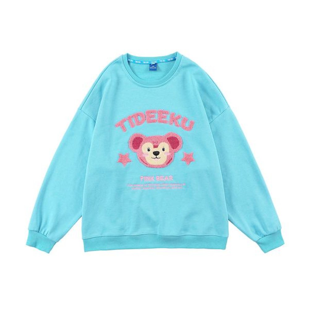 Sweatshirts Cartoon embroidered hoodless sweater mens street trend loose long sleeve top BF lazy round neck Pullover Hoodie