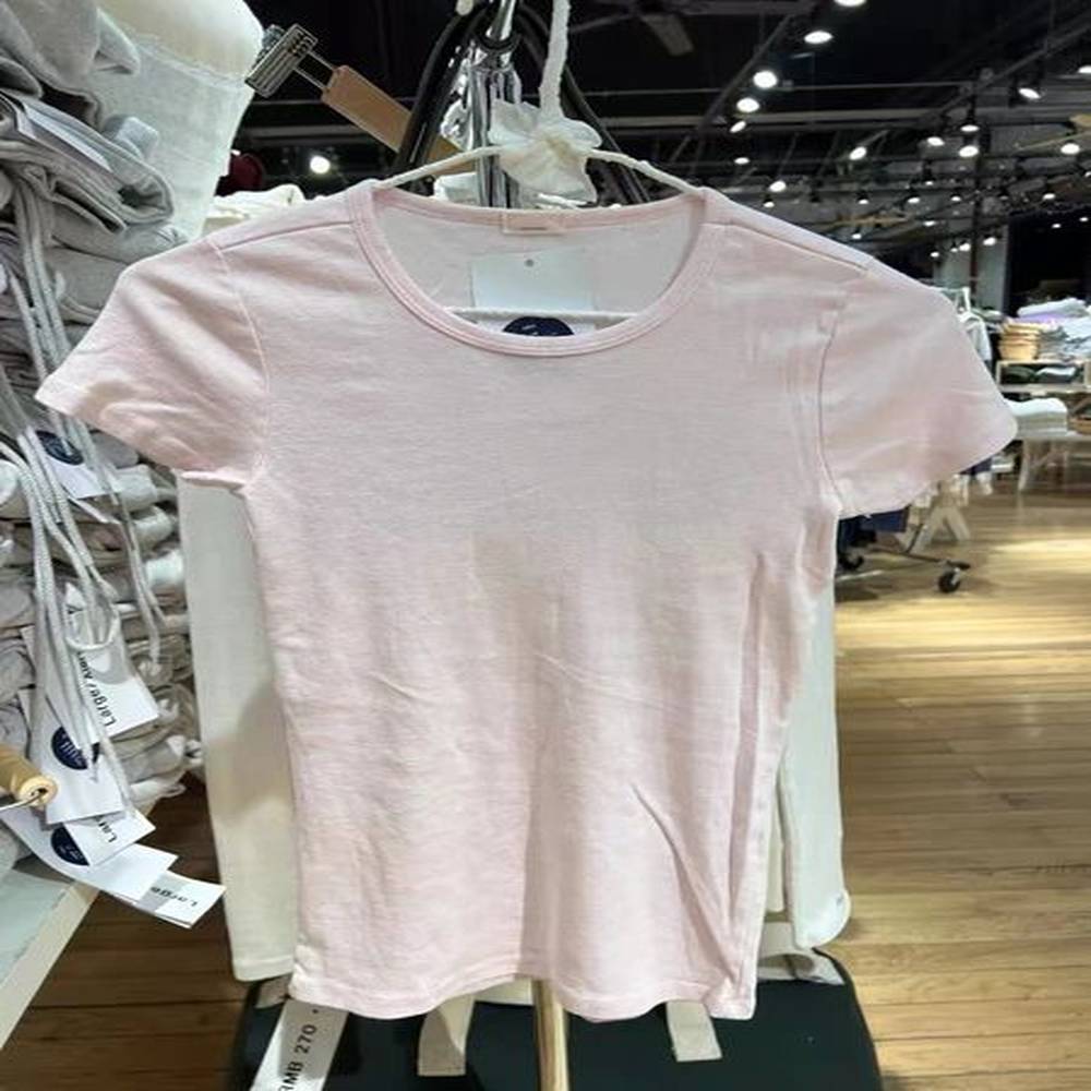 sweet pink basic slim t shirt women round neck cotton