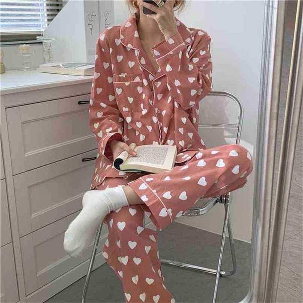 sweet soft chic loose cardigans printed hearts all match homewear