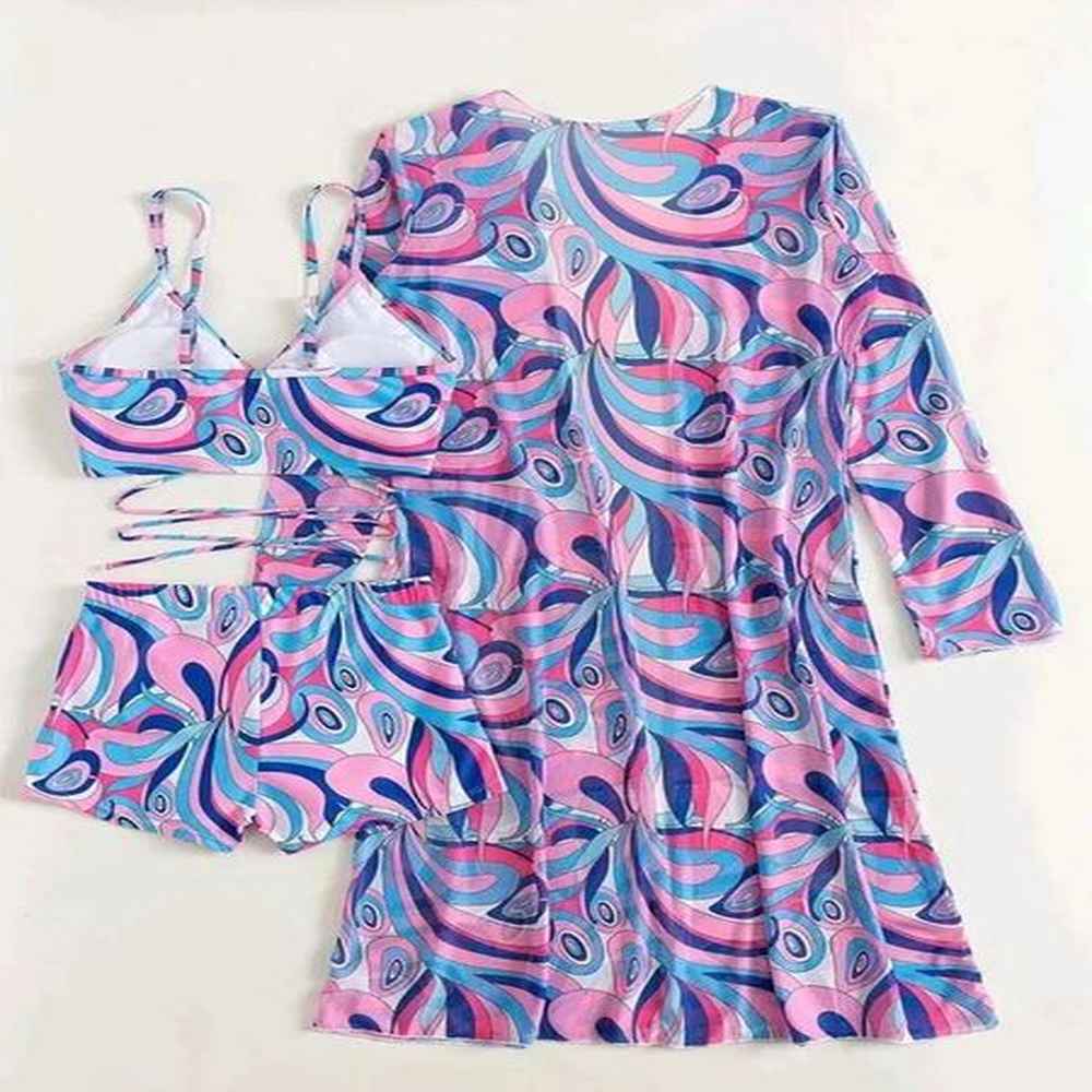 swimsuit women bikini set print threepiece vacation fashion bathing suit