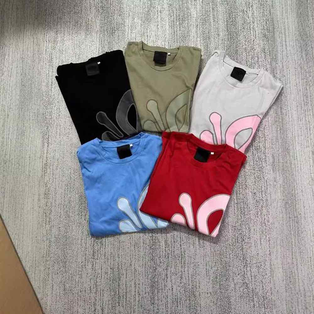 Synaworlds Hot Mens Womens T-Shirts American Hip Hop Foam Letter Printed Minimalist Short Sleeve Summer Trendy Brand Versatile Casual Sports