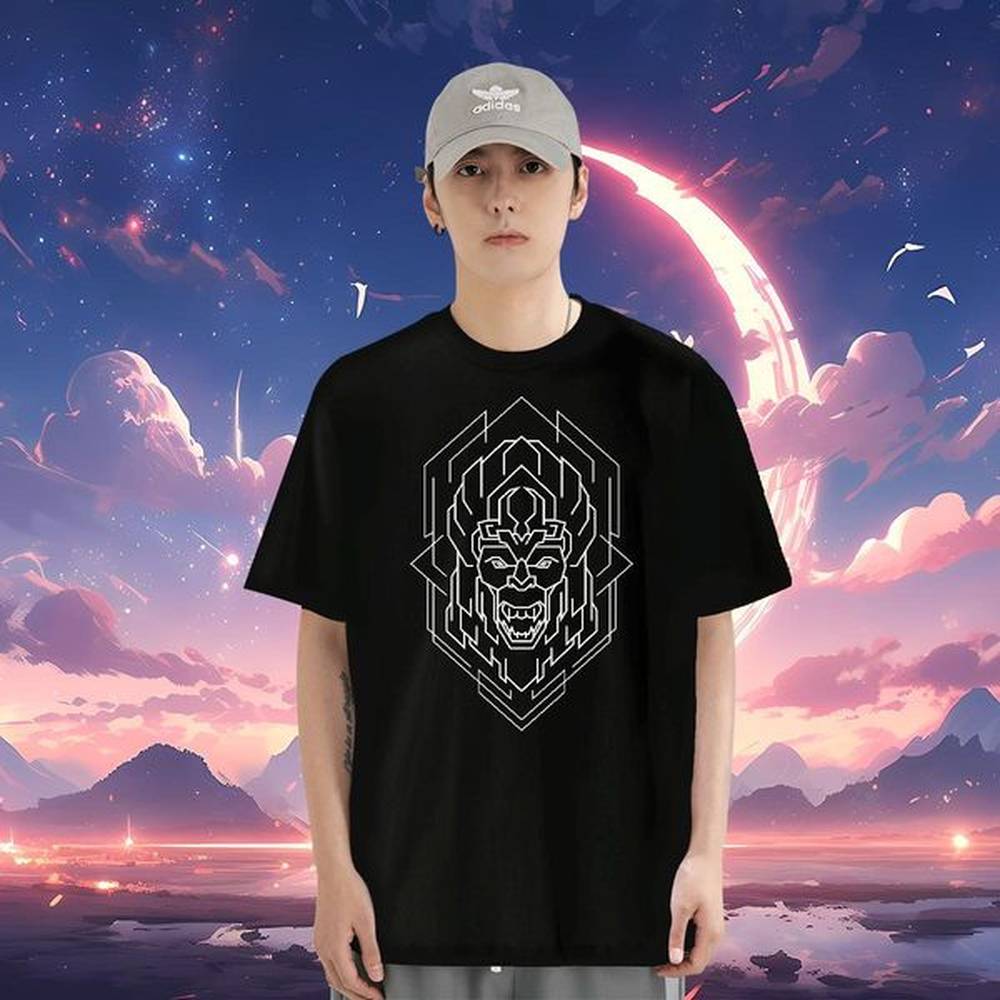 T shirt 230g 100% Cotton Geometric line Casual Daily Wear Crew Neck Breathable Custom Printed Mens Tshirts New Arrival High Quality Top Tees