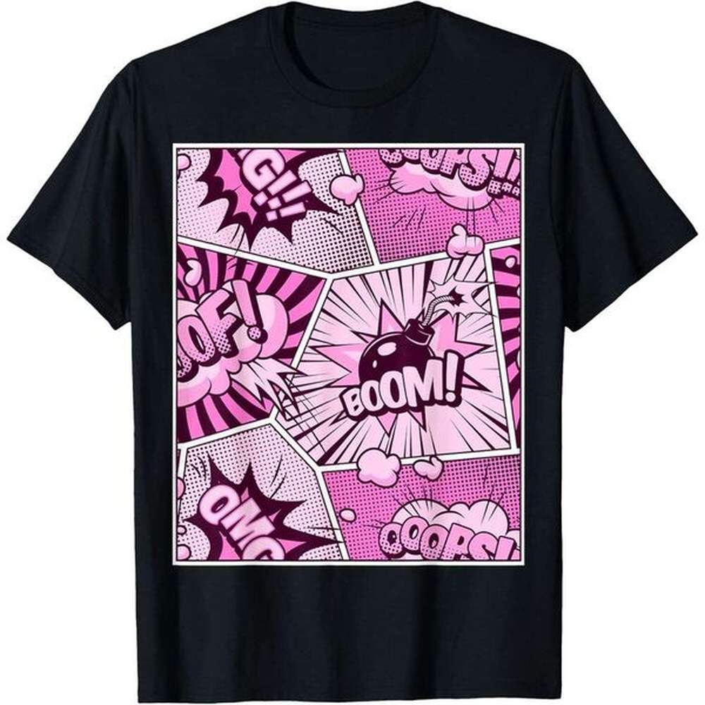 T shirt Mens Comic Book Pink Color Graphic T-Shirt shirts tshirt graphic tee Casual tops summer clothes Short sleeve