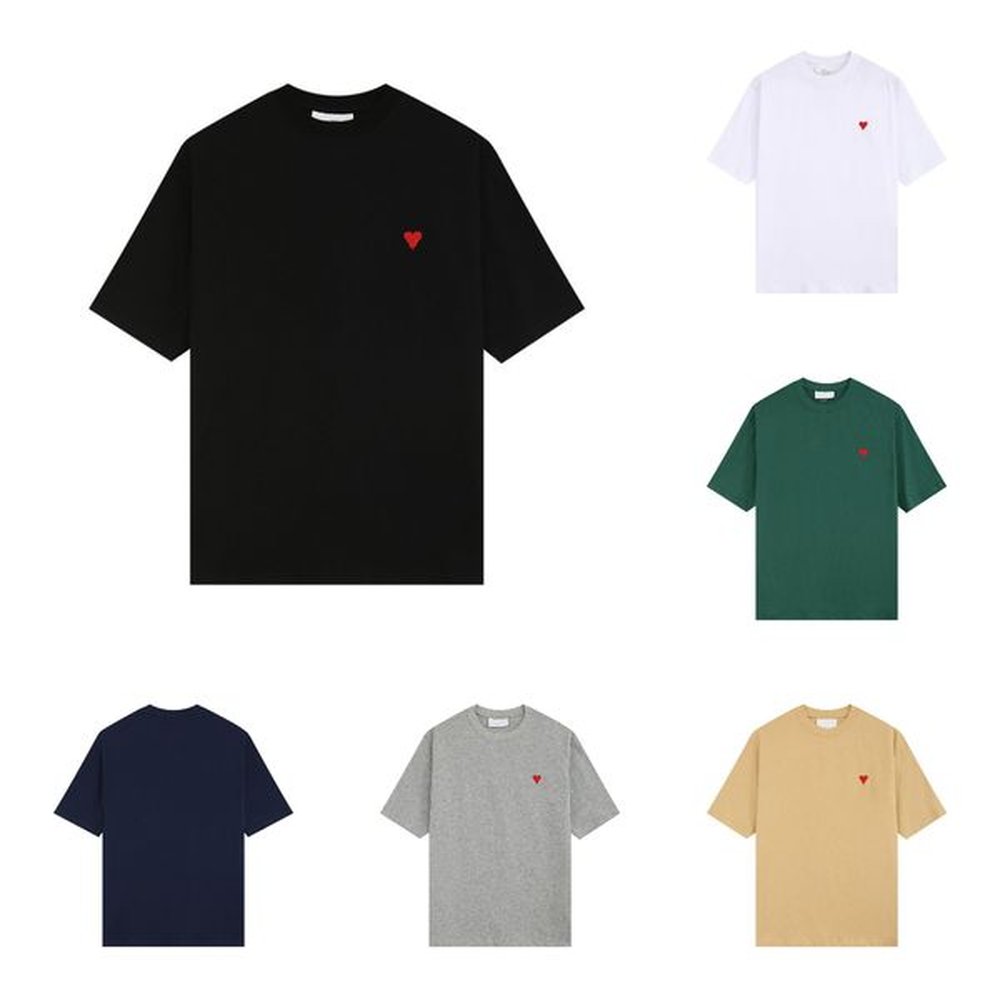 T Shirts Designer Spring Summer Embroidered Heart for Men Women Round Neck Fashion Brand Loose Couple T-shirt