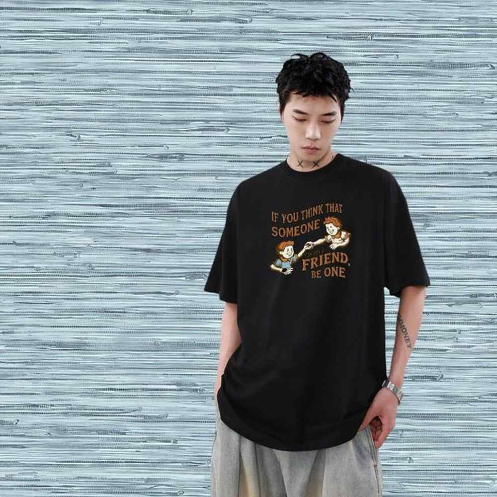 2024 T Shirts Men Hip Hop Men Clothes T-Shirt letter Loose Fit Breathable Short Sleeve 230g 100% Cotton DIY Tees