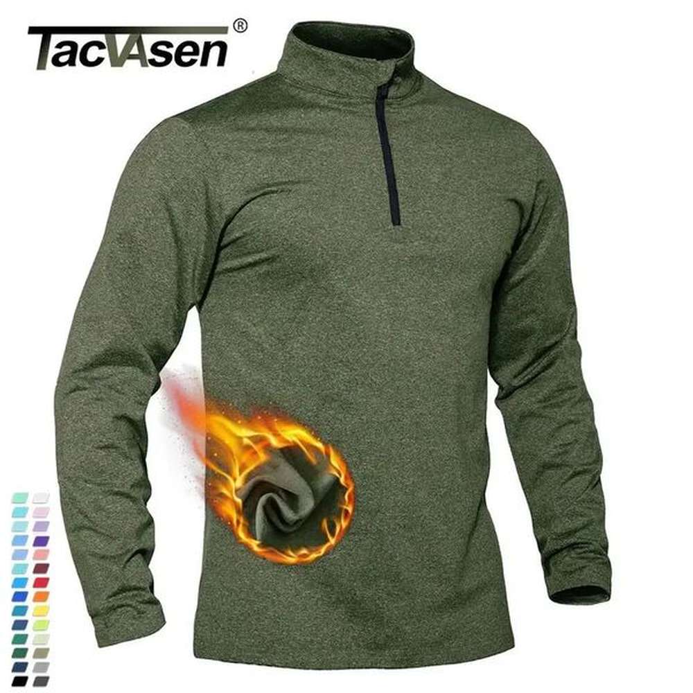 TACVASEN spring/autumn sports sweater mens 1/4 zipper top breathable gym running T-shirt Pullover mens activity suit 241210