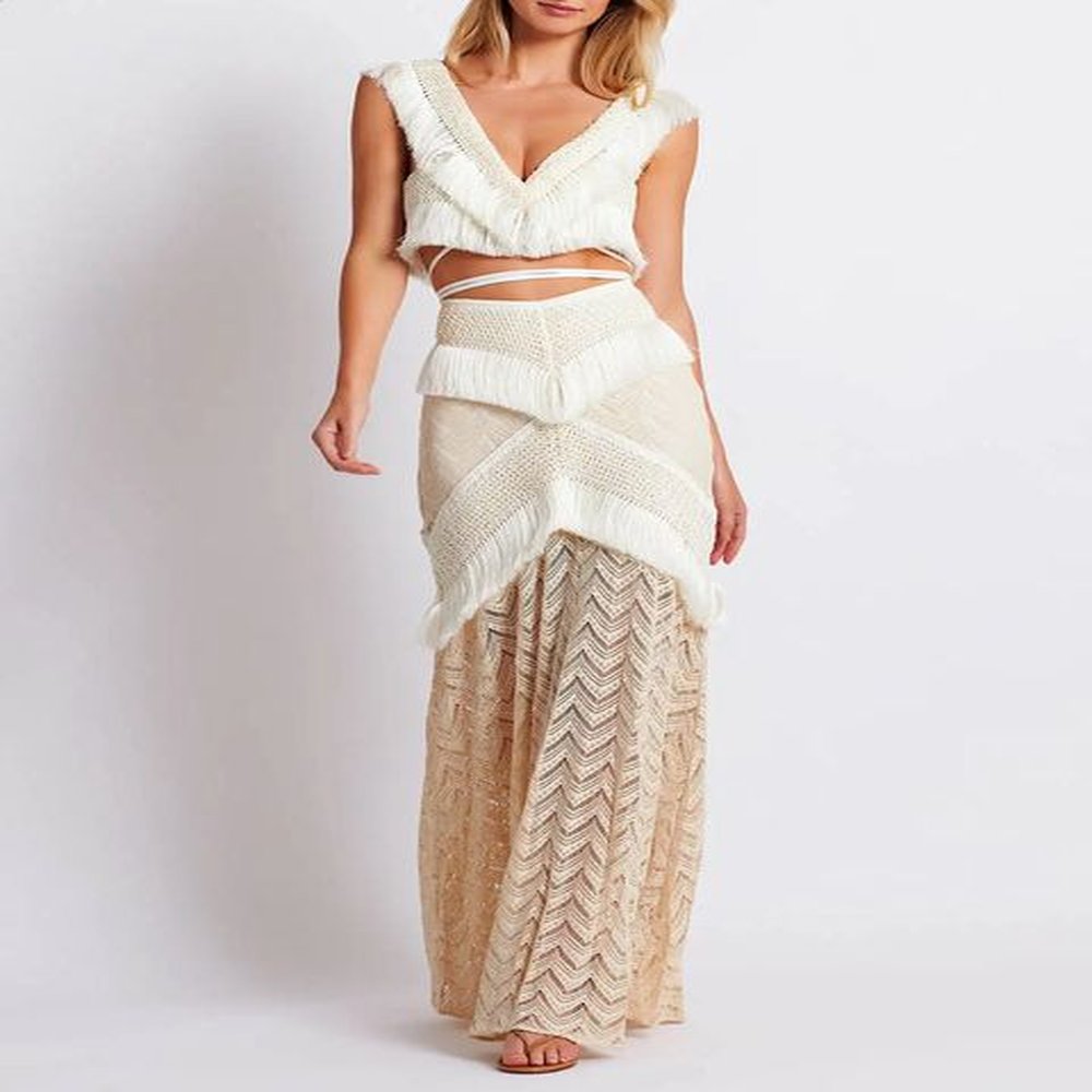 tassel knitted crochet bikini and beach skiing fashion er high