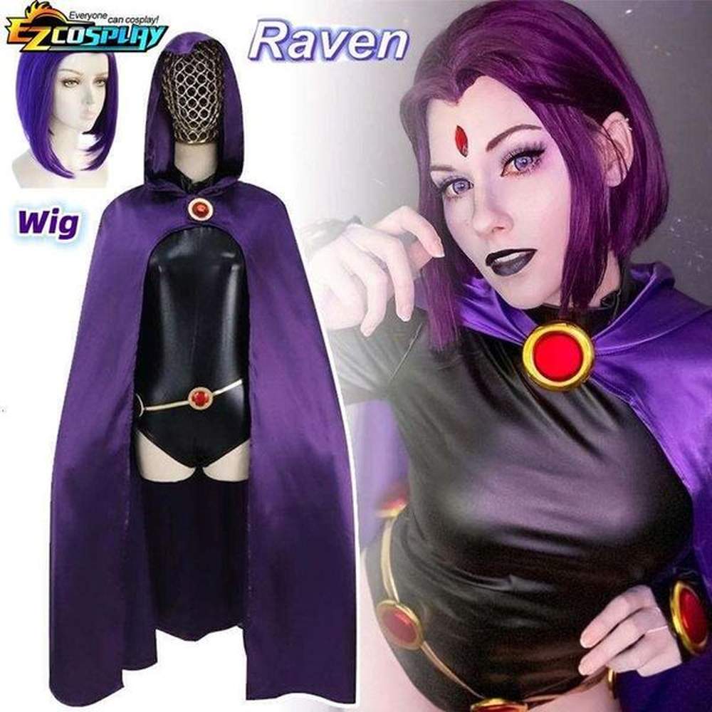 teen titans raven cosplay costume dee jumpsuit cloak belt suit