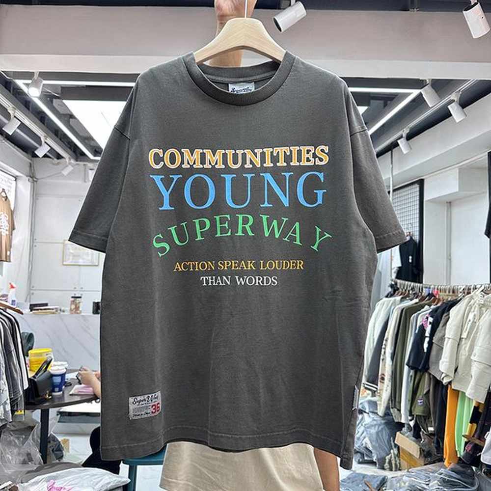 Tees T-Shirts Mens Oversized Shirt US Size Suprior Letter Printed Ripped Tshirts Real Pics Vintage Tee 23FW