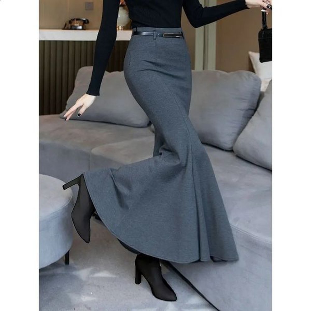 temperament fashion skirt zipper fly womens autumn winter bottom high