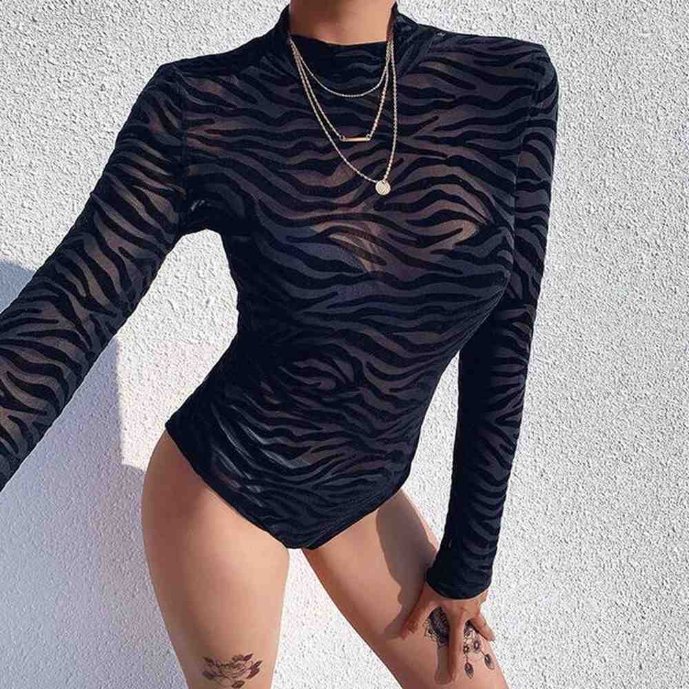 temperament personality irregular striped top dark gothic style sexy
