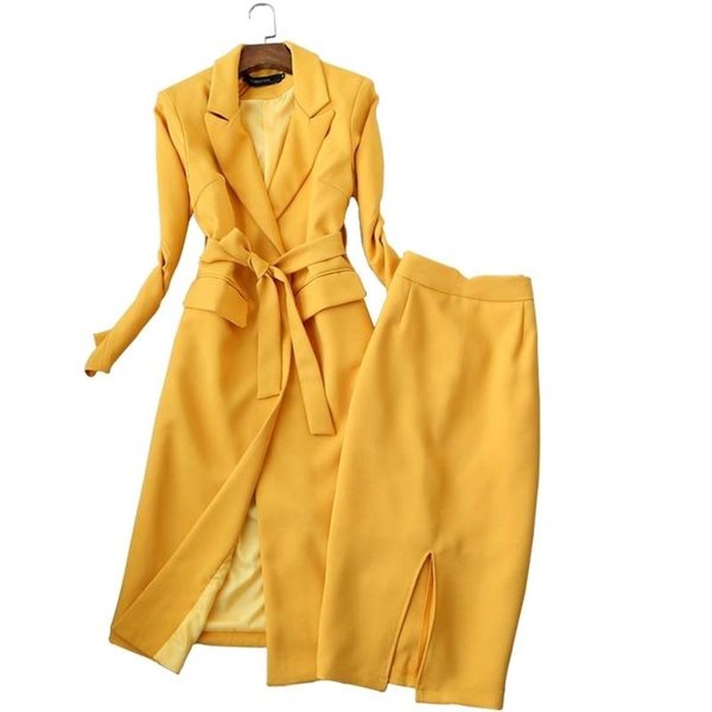 temperament womens suit skirt set twopiece autumn and winter high