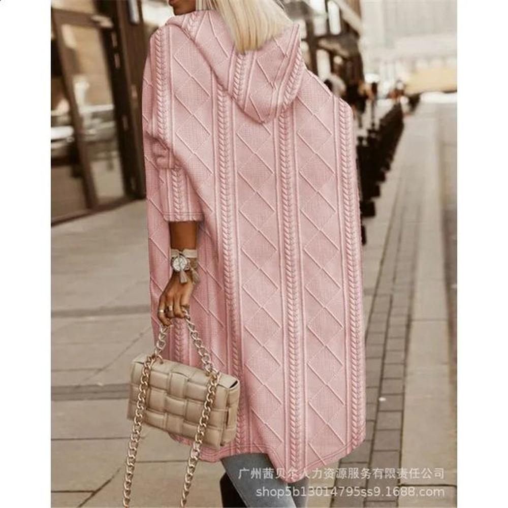 texture hooded jackets loose solid color yk womens trench outwear