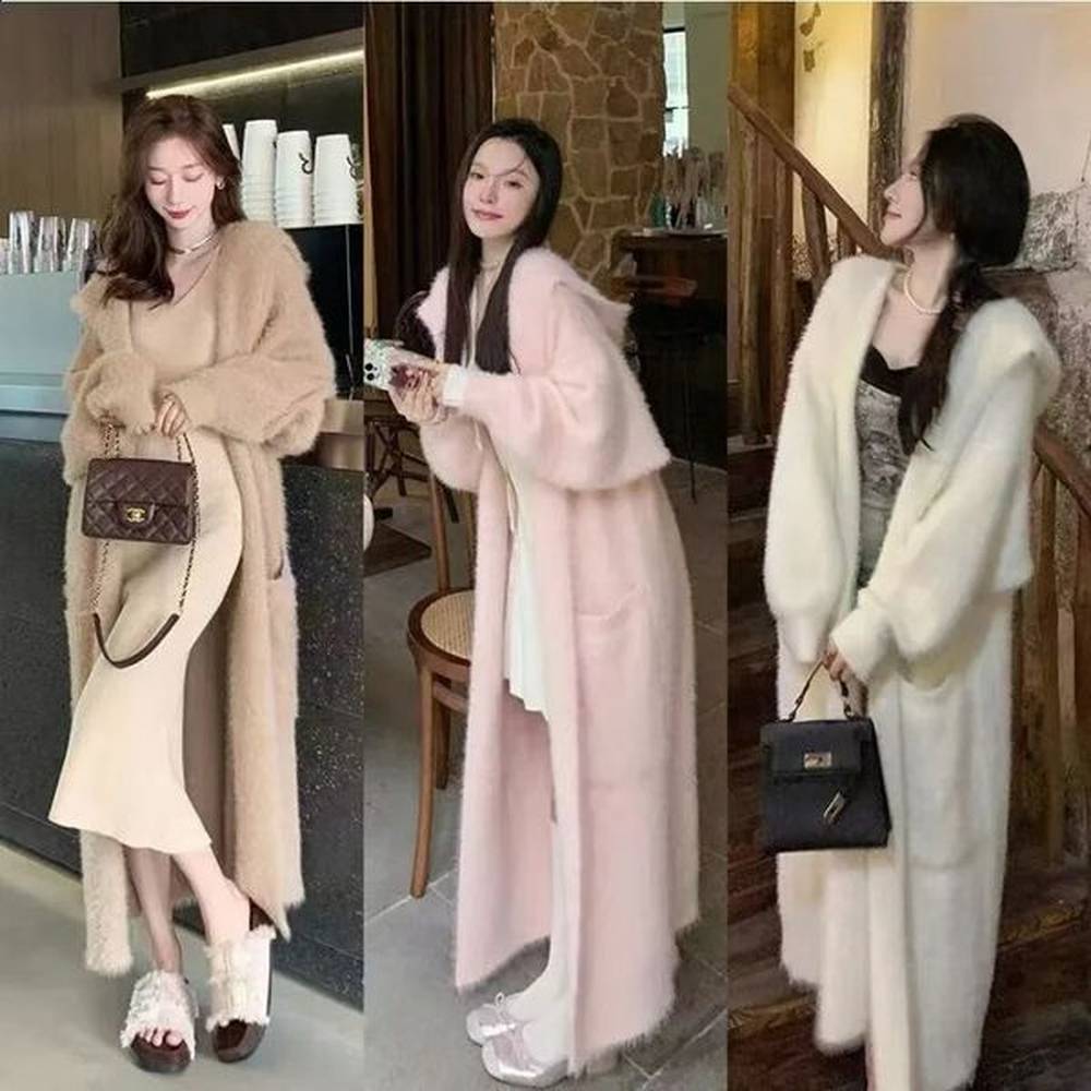 thick hooded knitted cardigan jacket for knitted sweater autumn and