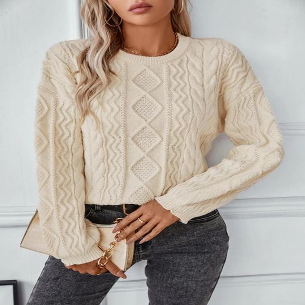 thick twisted pulled autumnwinter sweater womens loose retro round neck