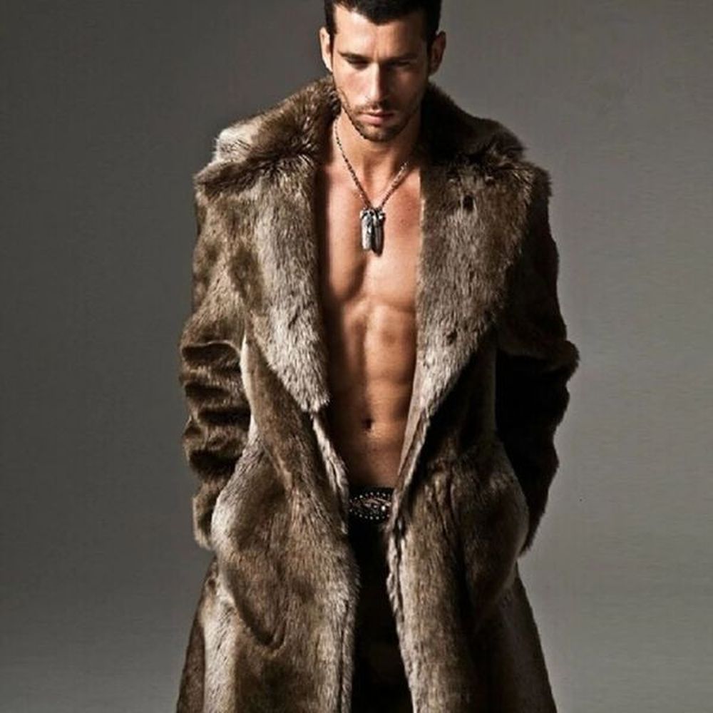Thick warm coat mens autumn and winter thick warm fur coat fur coat fox fur windproof long fur coat 241108