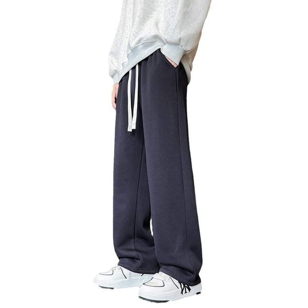 Thickened sweatpants men's lamb fleece warm sports pants wide leg loose straight pants