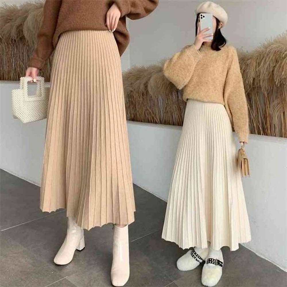 thicker plus size skirt women casual knit long high waist