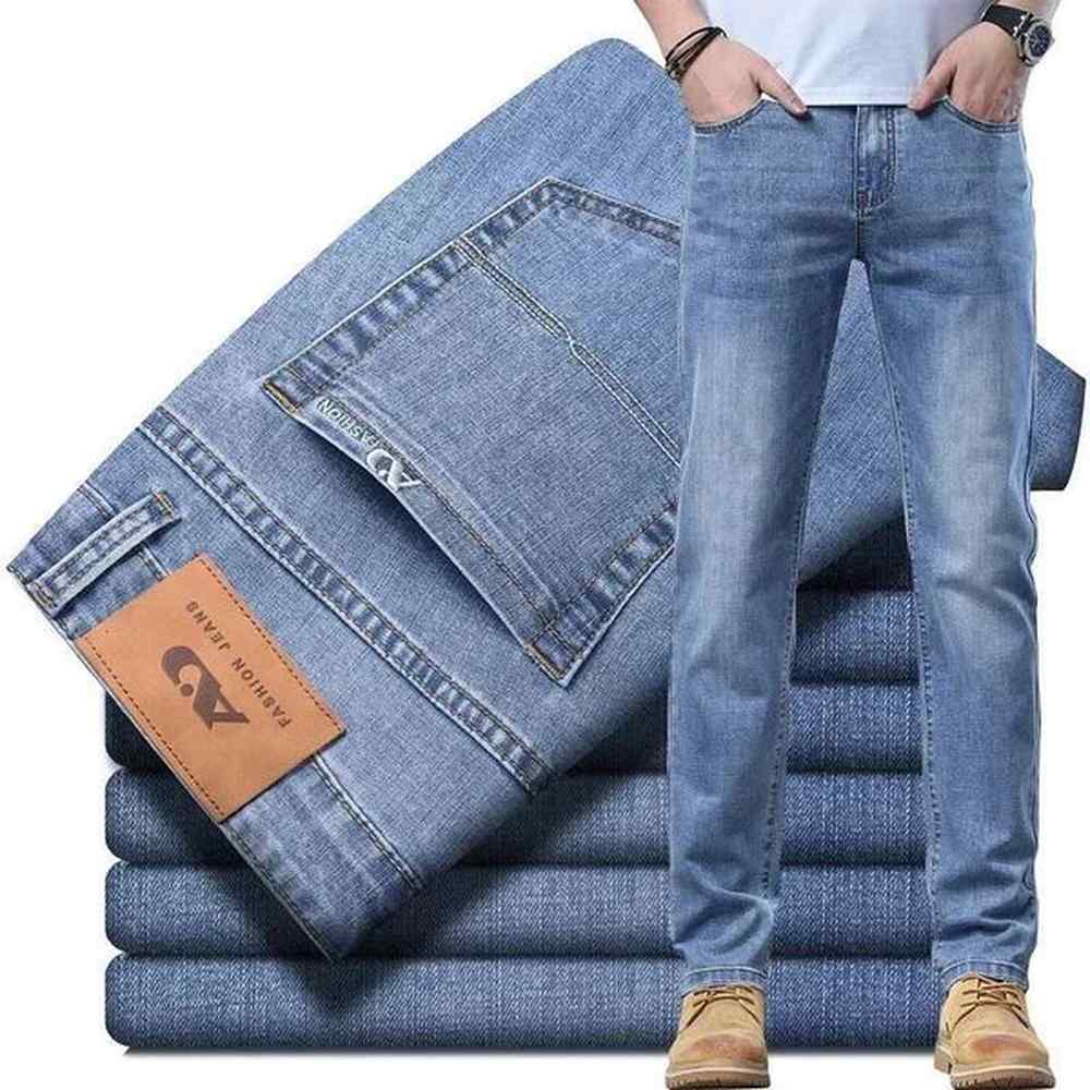 Thin or Thick Material Slim Fit Men's Classic Style Men Jeans Business Stretch Denim Male Trousers Clothing
